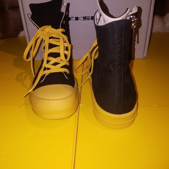 New Rick Owens DRKSHDW yellow black high Top lace up 41 - Picture 2 of 10